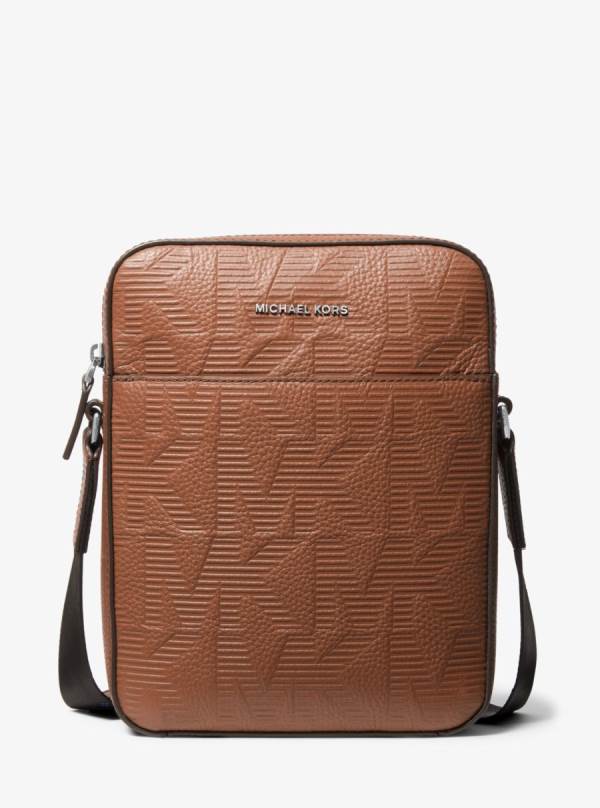 Panske Crossbody Kabelka Michael Kors Cooper Logo Embossed Leather Flight Hnede - Tasky Michael Kors Obchod | CIFQO-8574